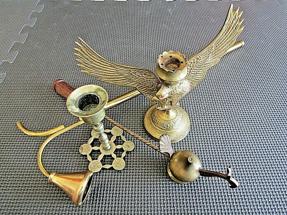 Unique Brass Candle Holders with snuffer !