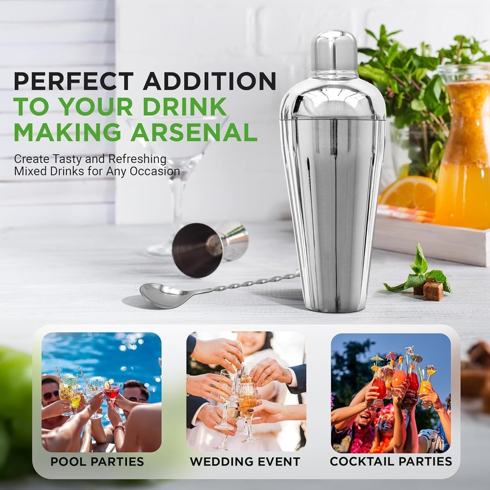 NutriChef 7 Pcs. Bartender Set - Drink Mixer with Essential Bar Accessory Tools