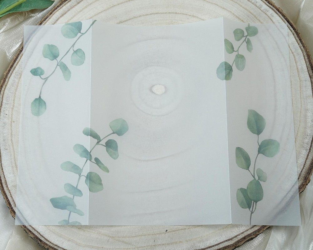 Greenery Printed Pre Folded Vellum Jackets for 5x7 Invitations Wrap 50 Pack