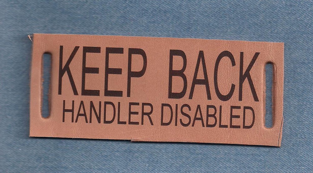 KEEP BACK HANDLER DISABLED - Leather Lead - service dog lead vest patch
