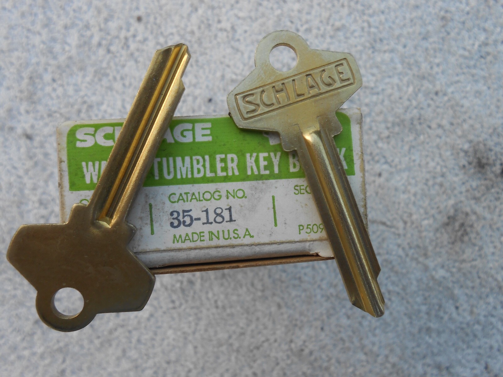 25 OEM Schlage 35-181 Key Blanks Yellow Tone USA Made NOS