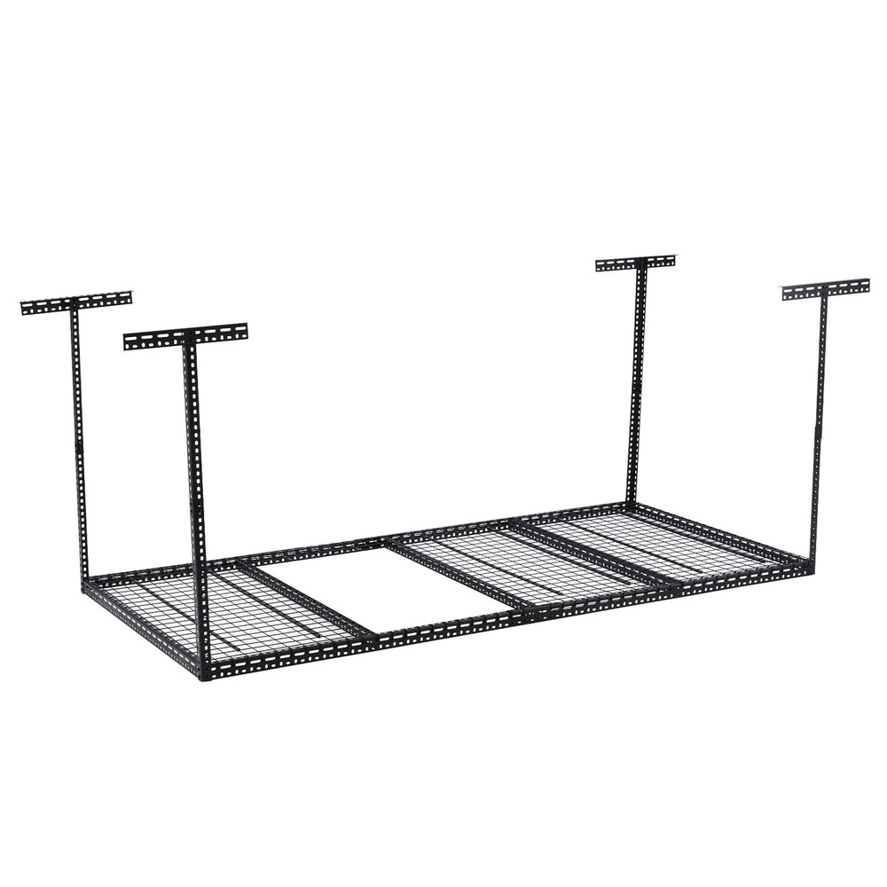 4X8FT Overhead Garage Storage Rack Ceiling Mounted Shelving w/6Vertical Posts