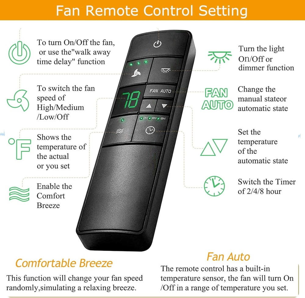 HD3 Ceiling Fan Remote Control Replacement for Hampton Bay Home Black