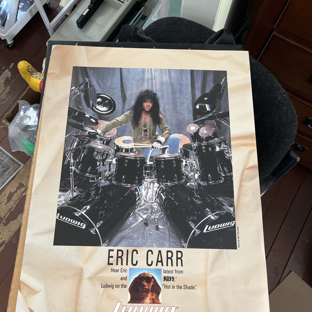 Poster Promo KISS Hot In The Shade 1990 Eric Carr Ludwig 17x22