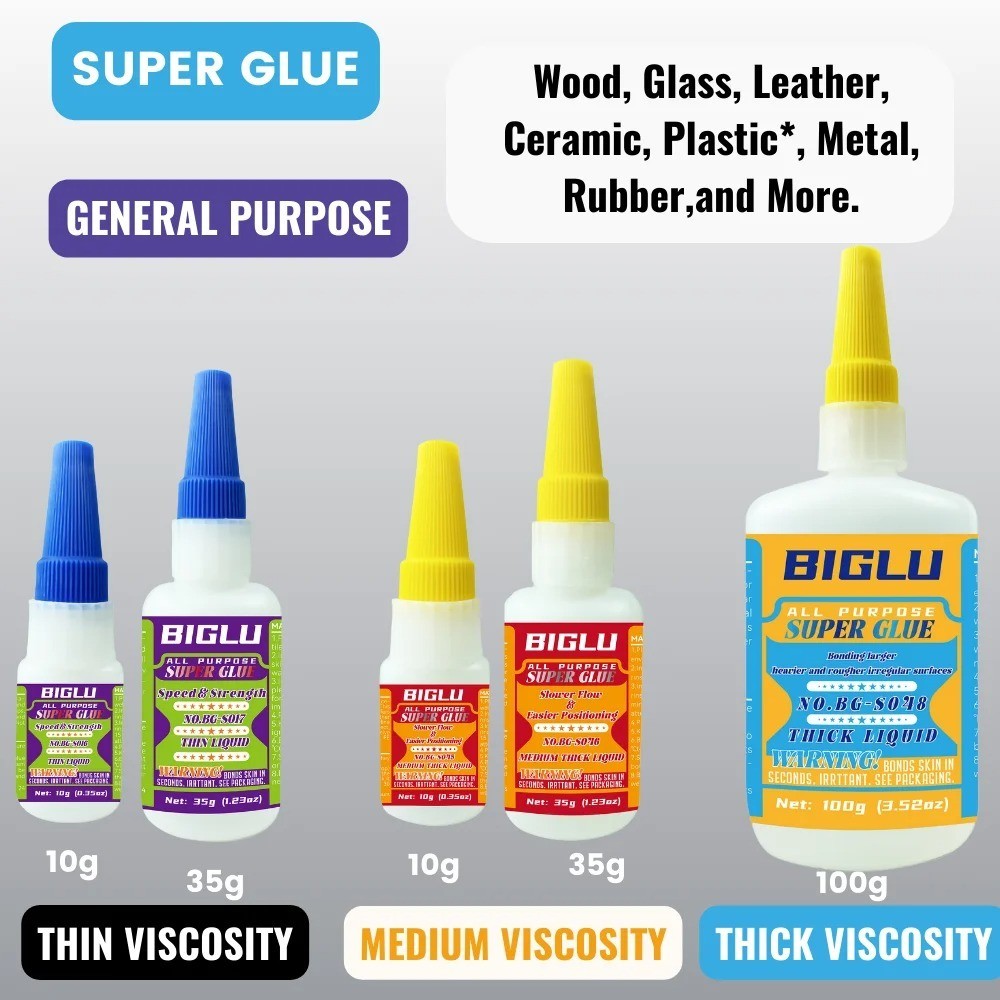 General Purpose Super Glue CA Adhesive Thin Medium Thick Quick Bond