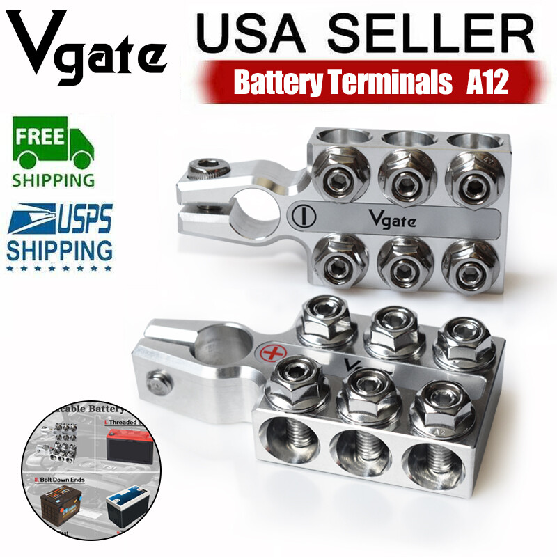 Vgate A12 Battery Terminal 8AWG up to 4/0(XL) AWG Gauge for SAE/DIN/EN Tapered