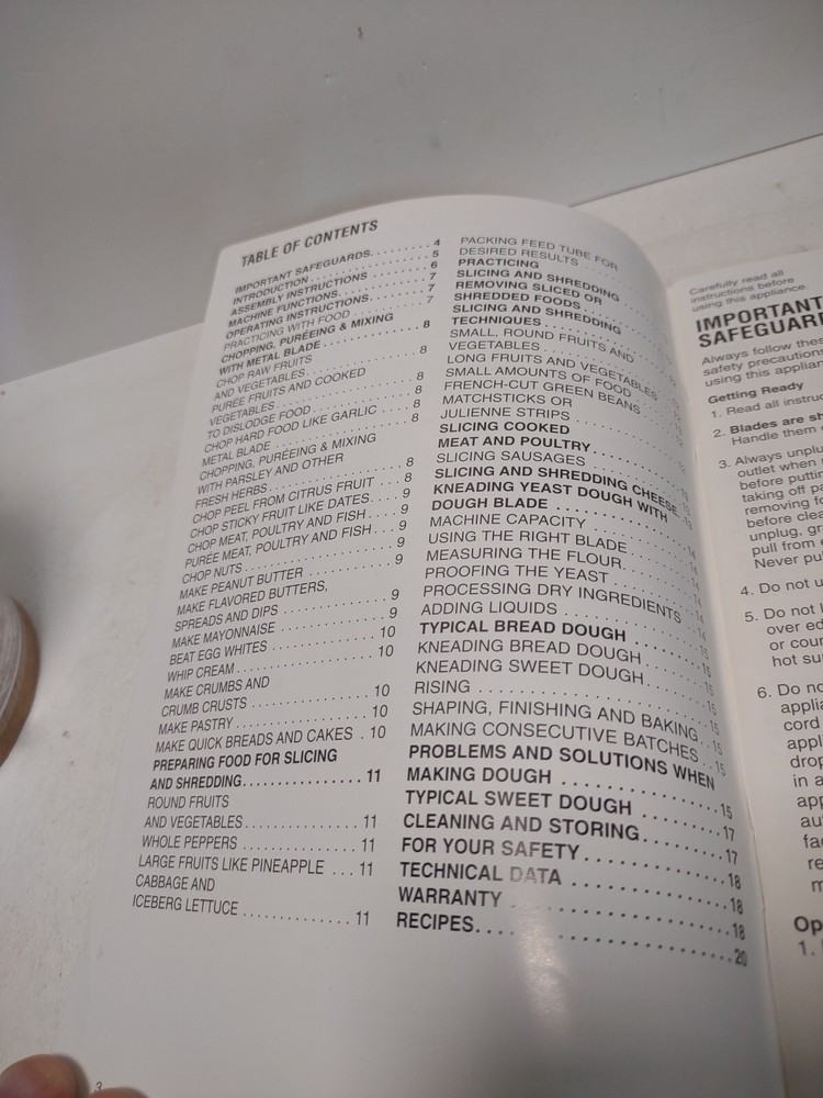 Cuisinart DLC-2007 Prep 7 Food Processor Instruction Manual Booklet Replacement