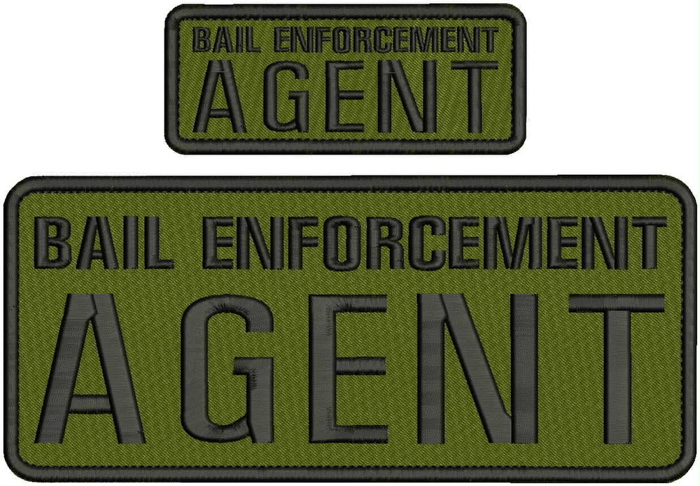 BAIL E AGENT EMB PATCH 4X10 AND 2X5 HOOK ON BACK OD GREEN/BLK
