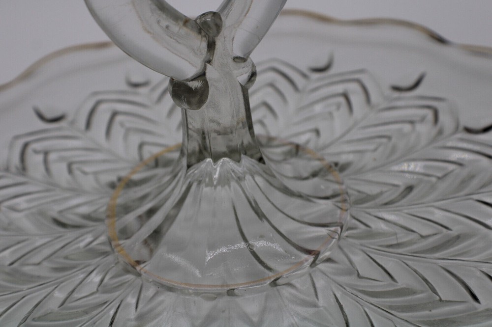 Clear Gold Trim Cookie Plate With Handle
