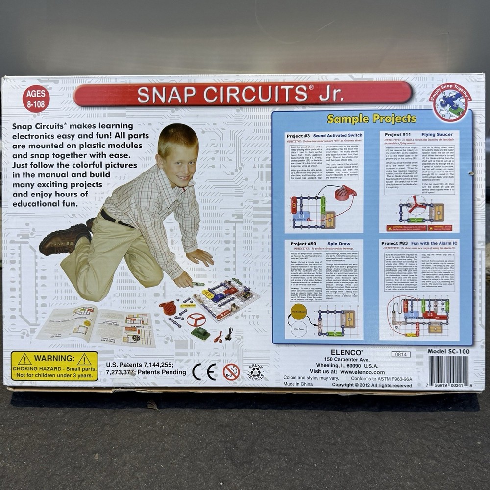Elenco Snap Circuits Jr SC-100 Electronic Kit Build 100 Projects Manual Complete
