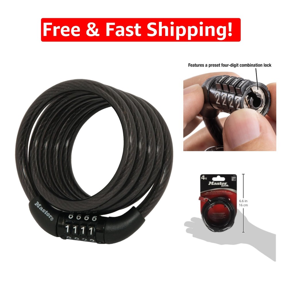 4 Ft. Braided Bike Cable Lock - Scratch-Resistant with Keyless Convenience