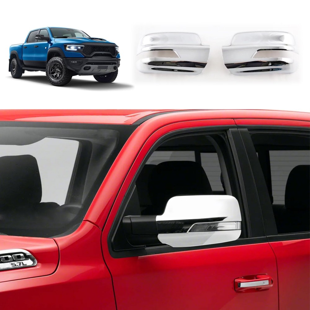 TERDARAY Side View Mirror Cap Cover Compatible With Dodge Glossy Chrome Style