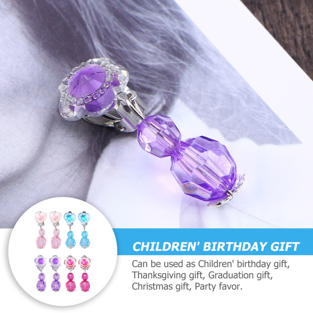 8 Pairs Girls Jewelry Toy Clip On Earrings for Girls Girls Birthday Party Favor