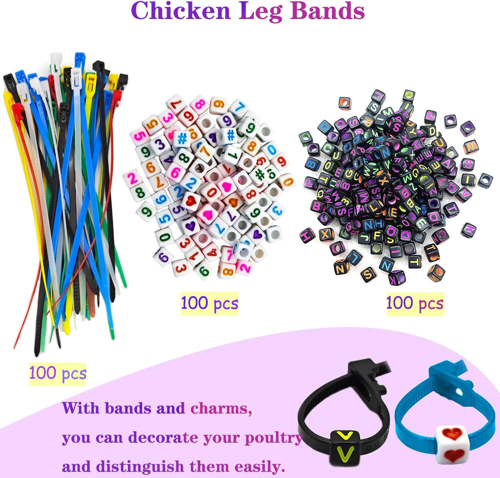 100 Pcs Adjustable Chicken Leg Bands Multicolor, Poultry Identification Bands...