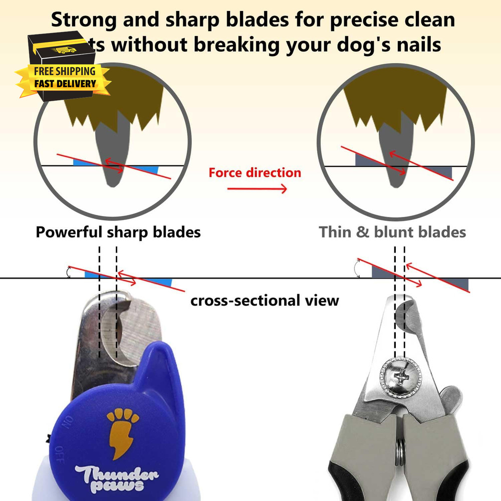 LED Dog Nail Clippers with Light, Trimmers with Protective Guard, Quick Sensor,