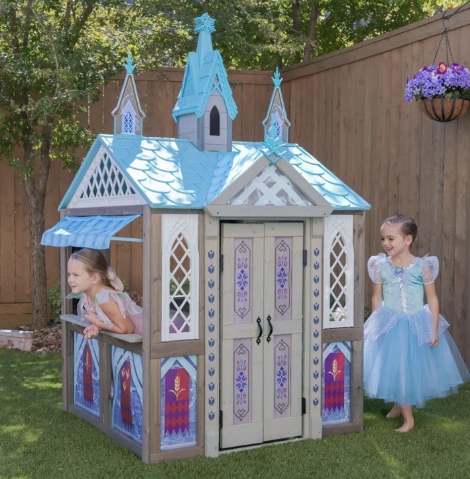KidKraft Disney Frozen Arendelle Wooden Outdoor Playhouse Elsa Anna Kids