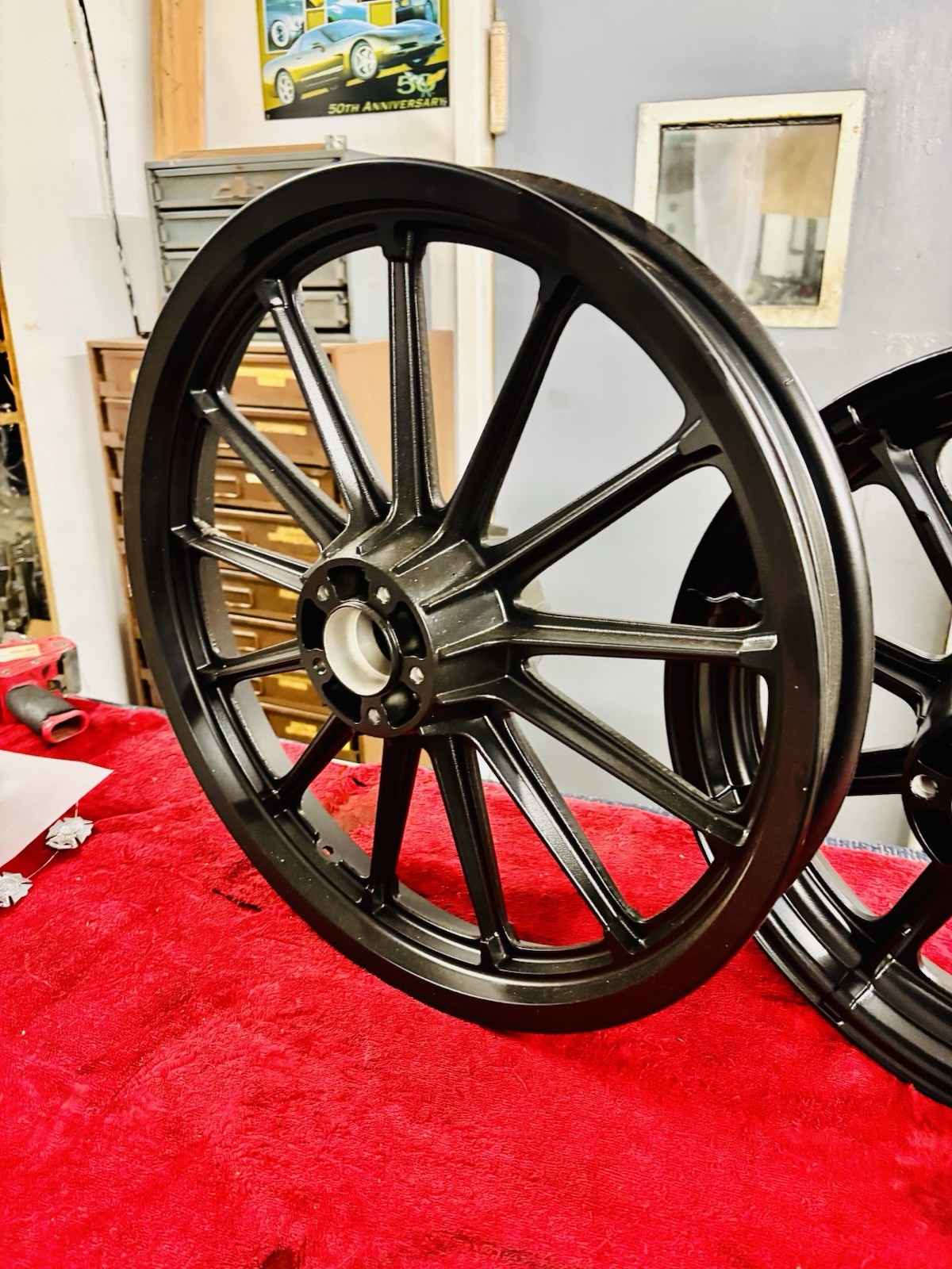 Harley Dyna Mag Wheels 16 rear19 Front 2000 to 2017 Includes 25 mm & 1"'bearings