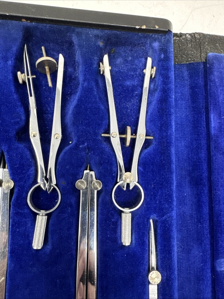 Vintage Park Instruments #900 Drafting Kit Missing 1 tool Leather Case