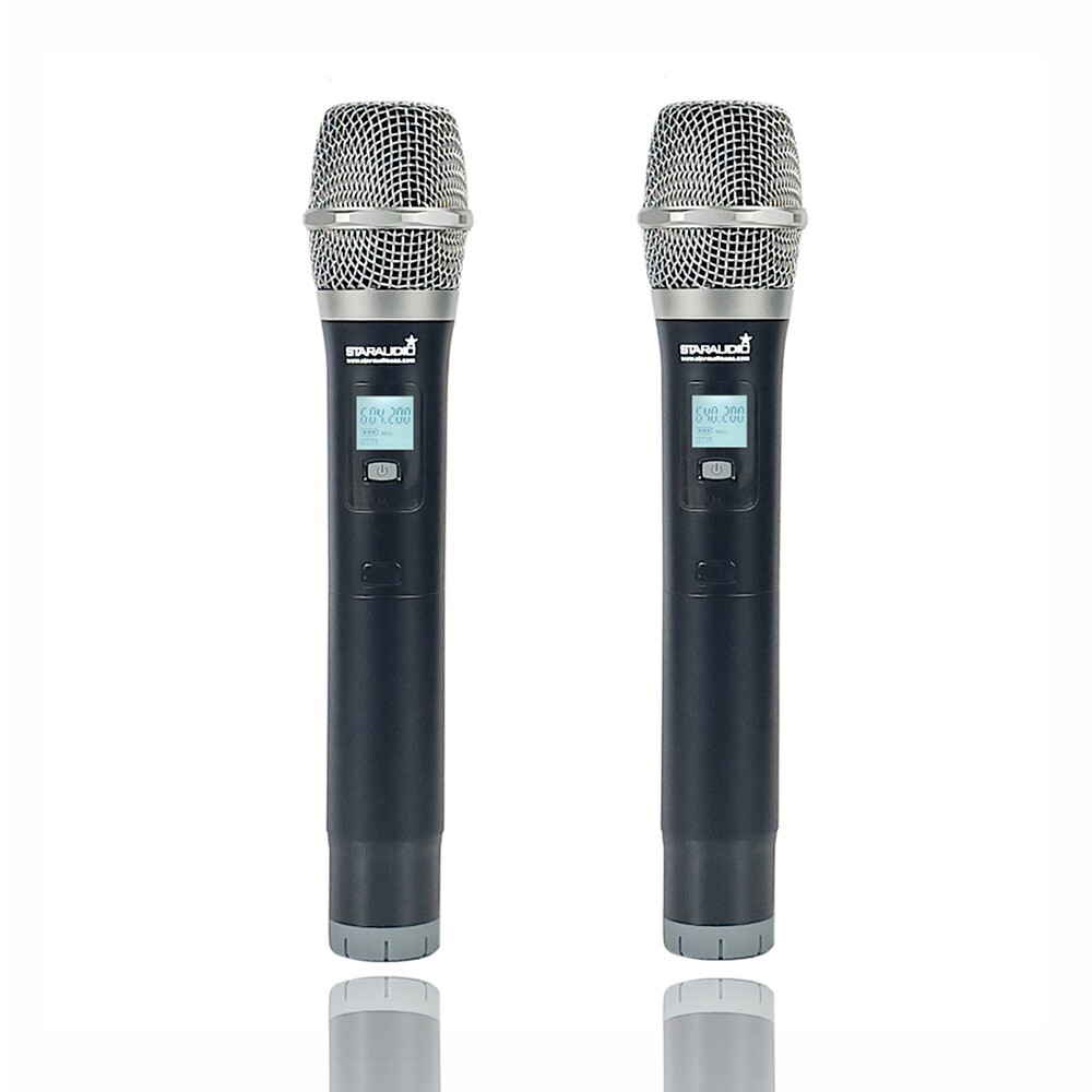 Wireless Microphones System Dynamic 2Channel Handheld Mic Karaoke UHF Microphone