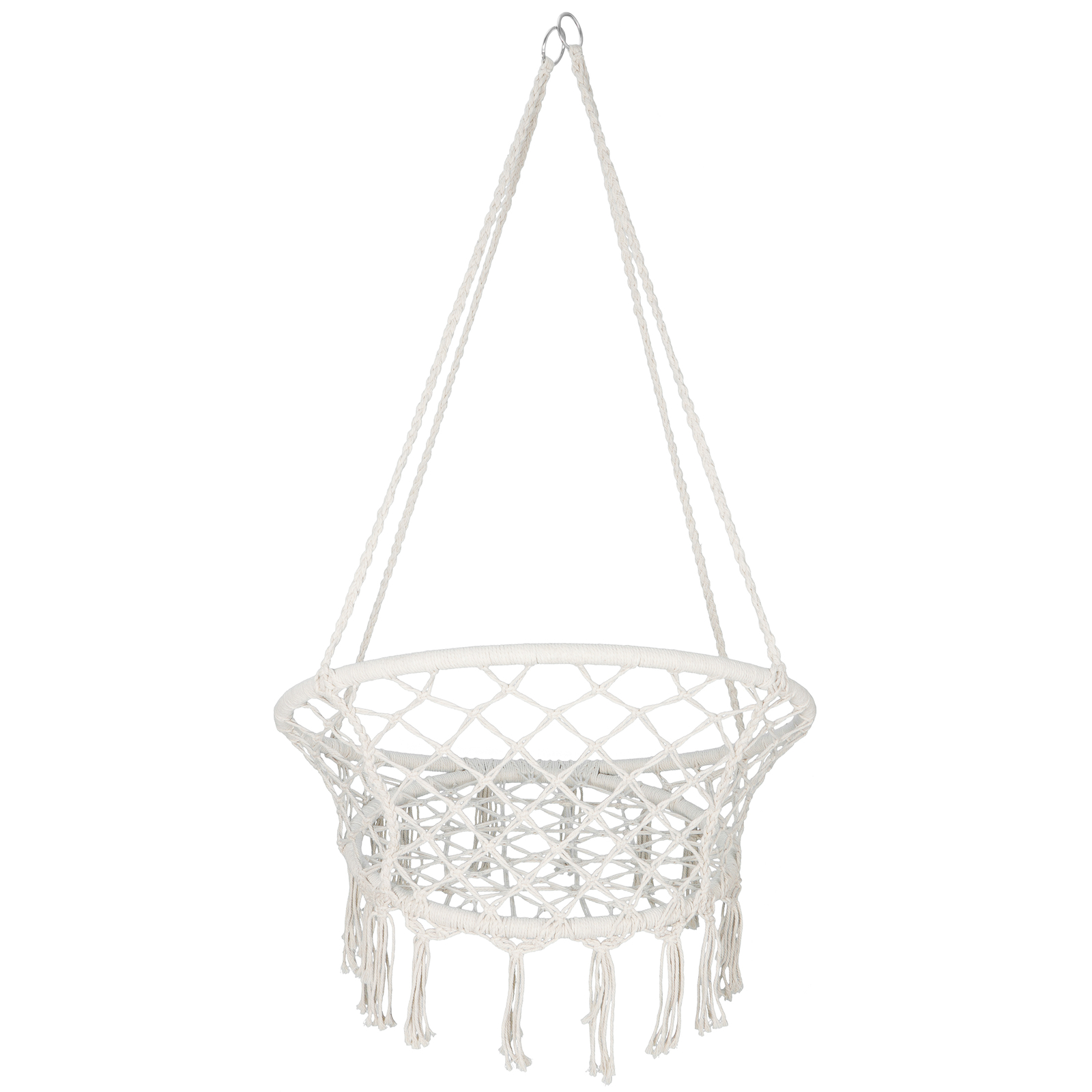 Beige Hammock Chair Macrame Swing Hanging Cotton Durable Rope Yard Swing Sturdy