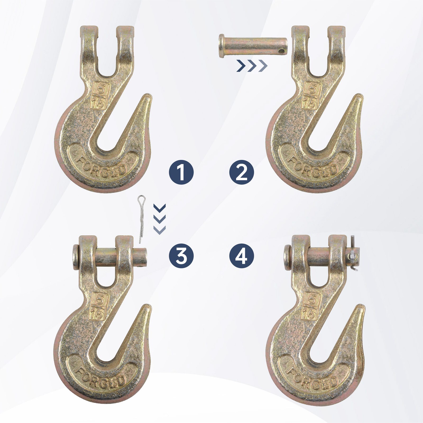 4 Pack G70 5/16" Clevis Grab Hooks Tow Chain Hook Flatbed Truck Trailer Tie Down