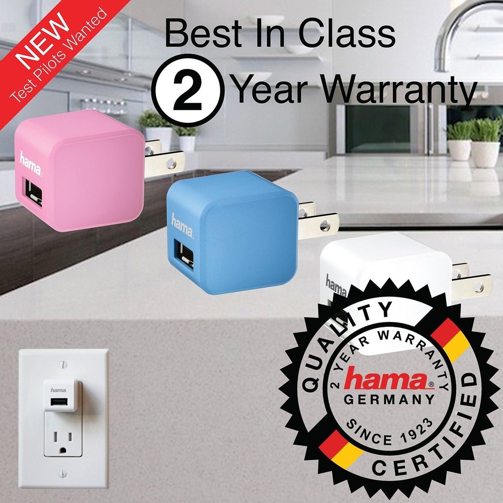 2X OEM HAMA 2.4 Amp Wall Home Charger Cube & 6FT Micro USB Cable Combo