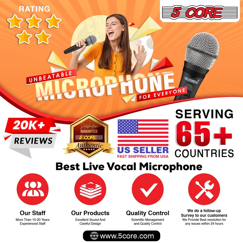 5Core Premium Vocal Dynamic Cardioid Handheld Microphone Unidirectional Mic