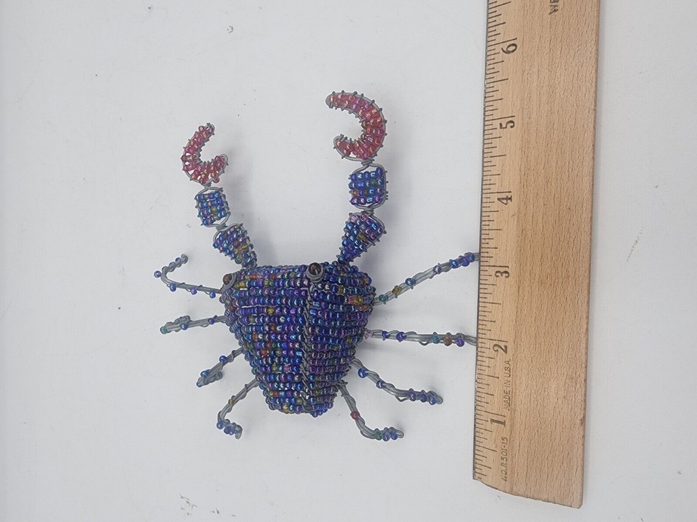 Handmade Wire and Beaded crab Figurine Decor