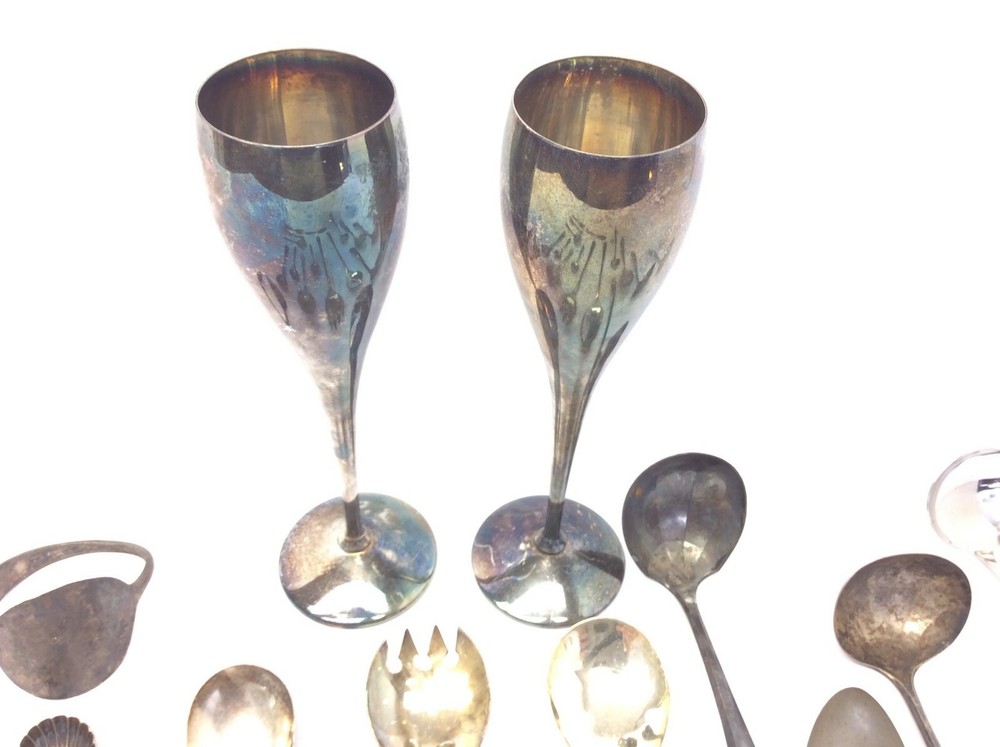 Mixed Vintage Lot Used Kirk Stieff Oneida Goblets Cups Silverplate Spoons