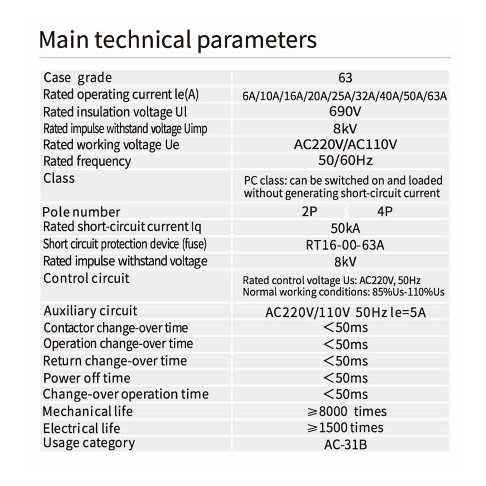 Mini Dual Power Automatic Transfer Switch Grid to Alternator 2P 40A 110V NEW