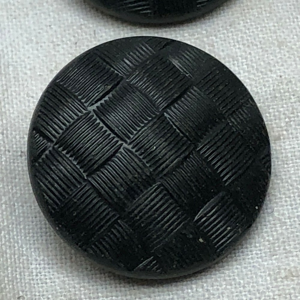 Vintage Black Weave Pattern Buttons Plastic 7