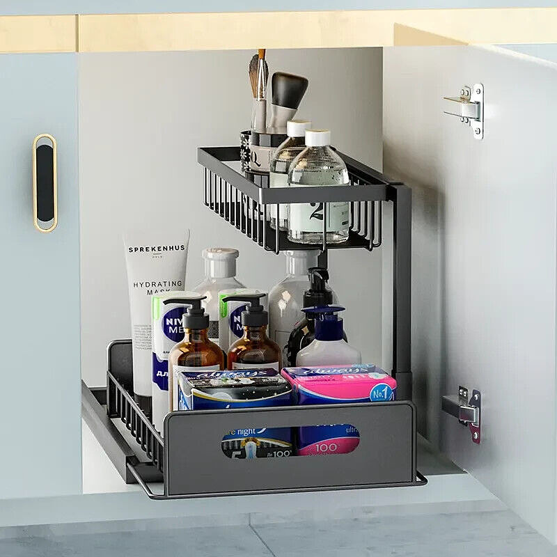 1"Under Sink Storage Organizer – Maximize Space and Keep Your Kitchen Tidy"