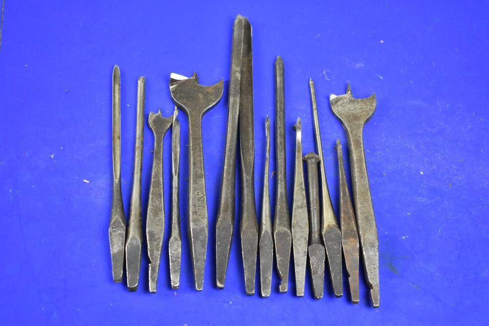Fourteen Old/Vintage Brace Bits Spoon Bit, Flat Bit, etc.