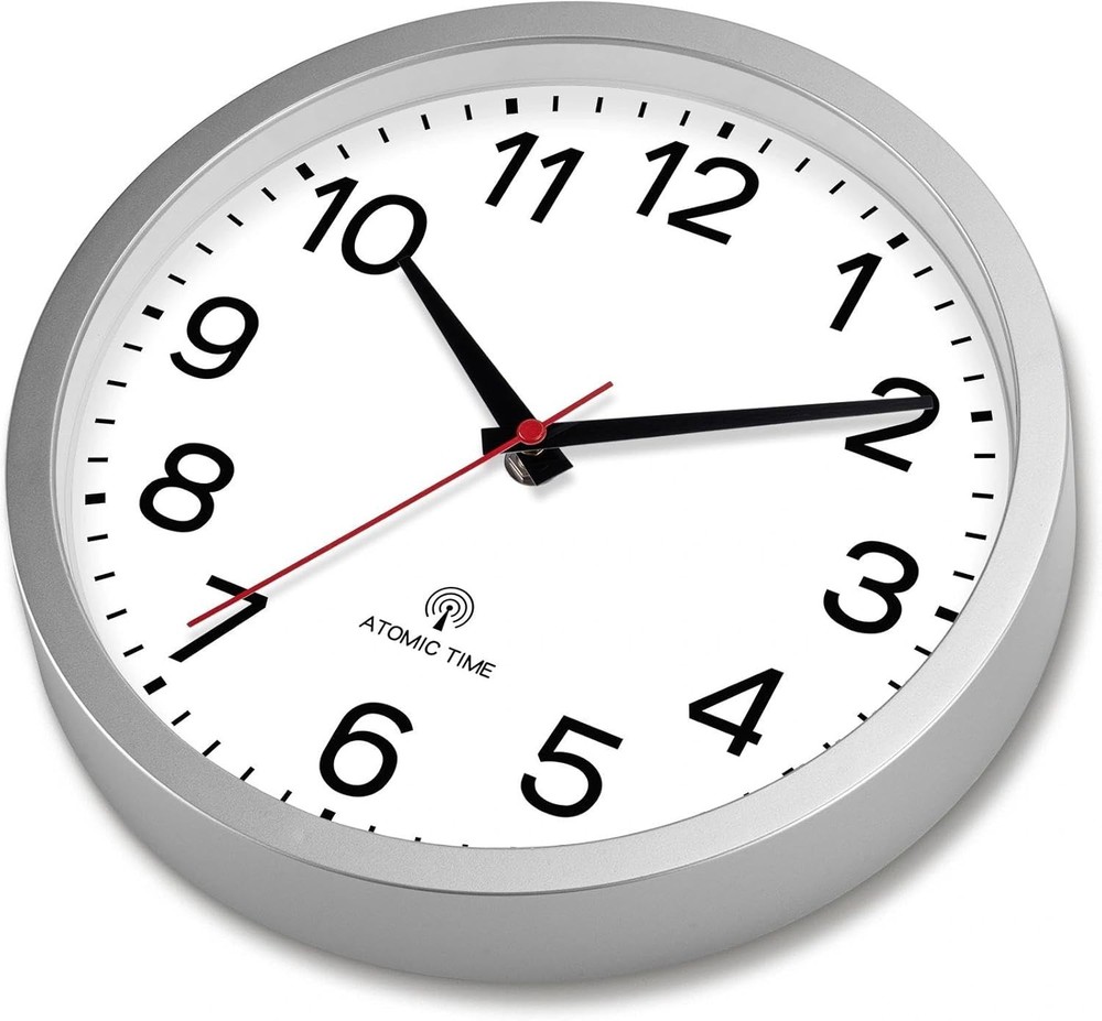 Modern 12-Inch Battery Powered Atomic Wall Clock for Effortless Timekeeping