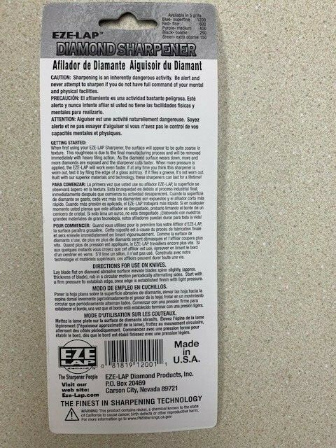 EZE-LAP #LF FINE Diamond Sharpener Knife Sharpening Hone Stone - 2" x 3/4" USA