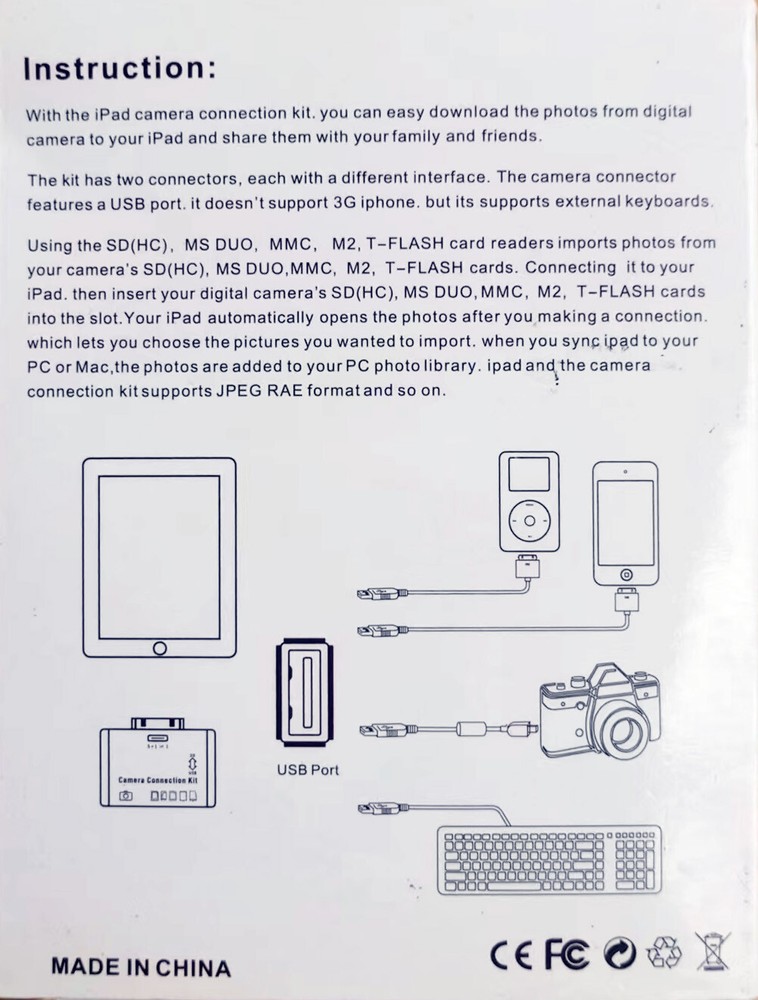 5 in 1 USB Camera Connection Kit Memory Card SD Reader For Apple iPhone/iPad