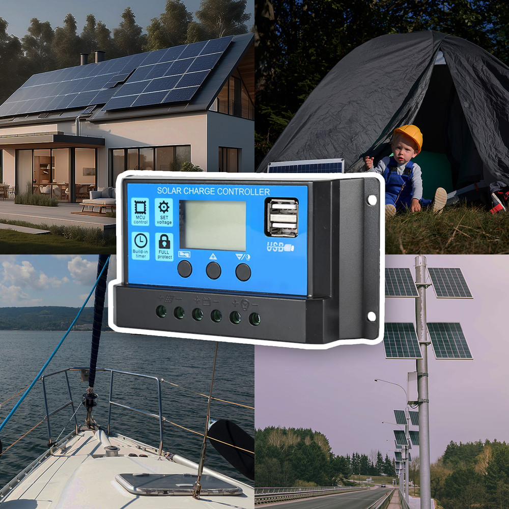 30A Solar Panel Battery Regulator 12V 24V PWM Controller Dual USB LCD