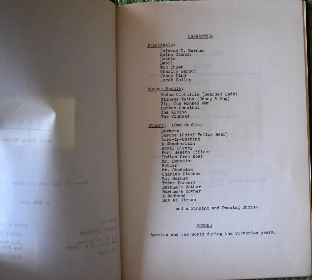 1980 " Barnum " Musical Original Screenplay Script