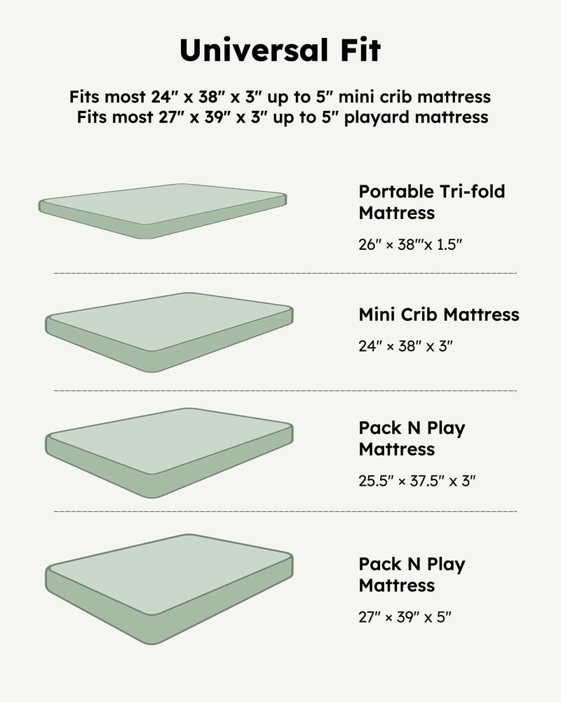 Pack and Play Sheets Fitted, Mini Crib Sheets 2-Pack for Pack N Play Mattress...