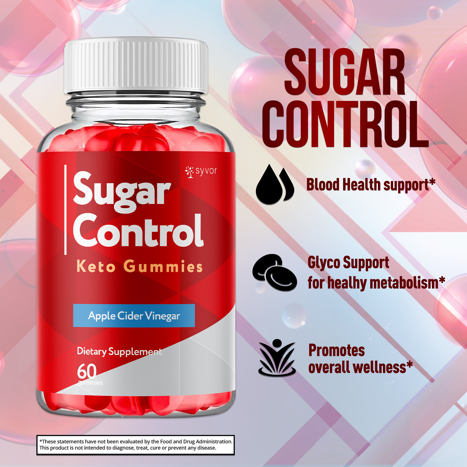 (2 Pack) Sugar Control Keto ACV Gummies 1000MG SugarControl Vitamin 120 Gummies