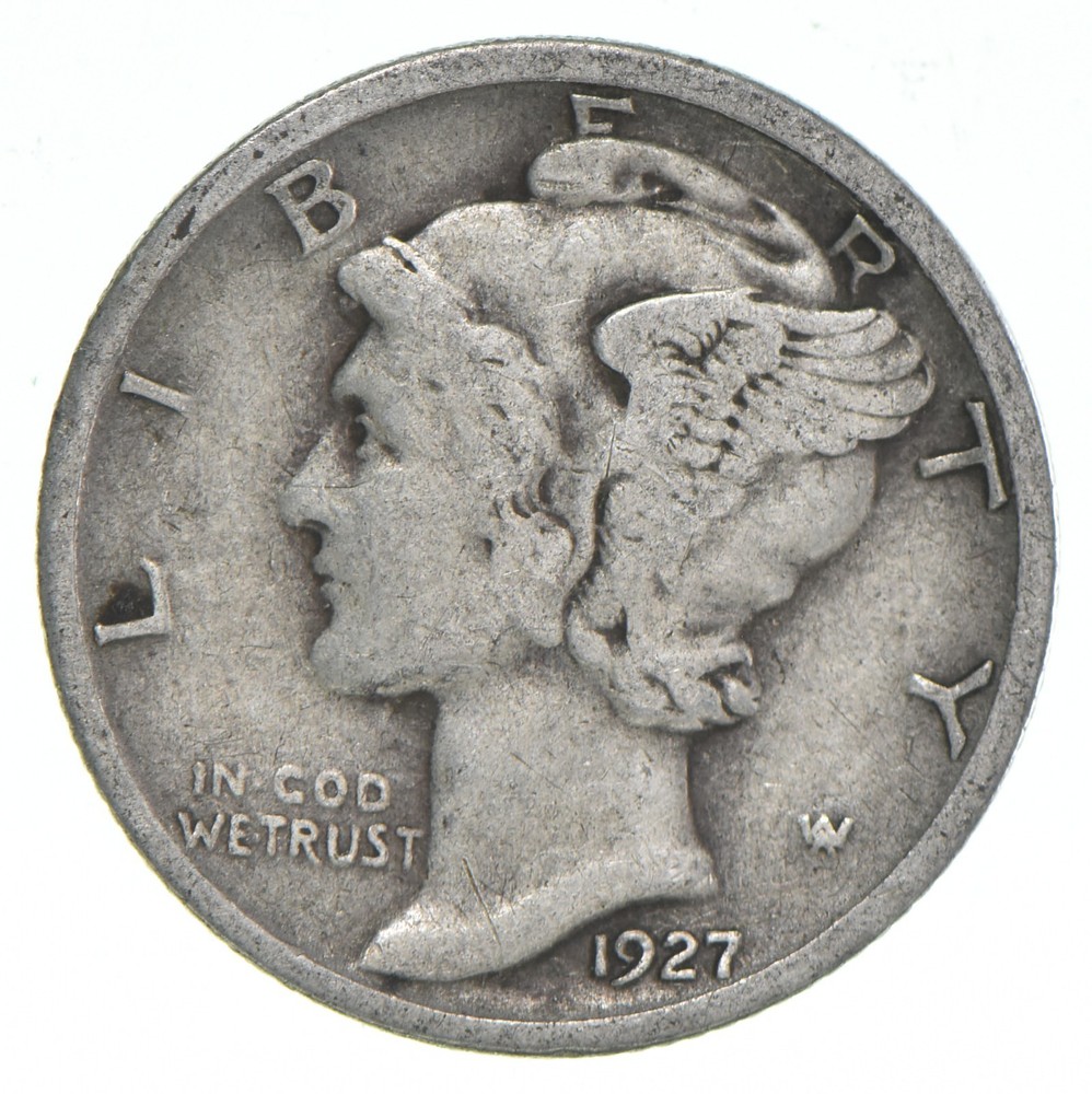 VG+ 1927 Mercury 90% Silver Dime