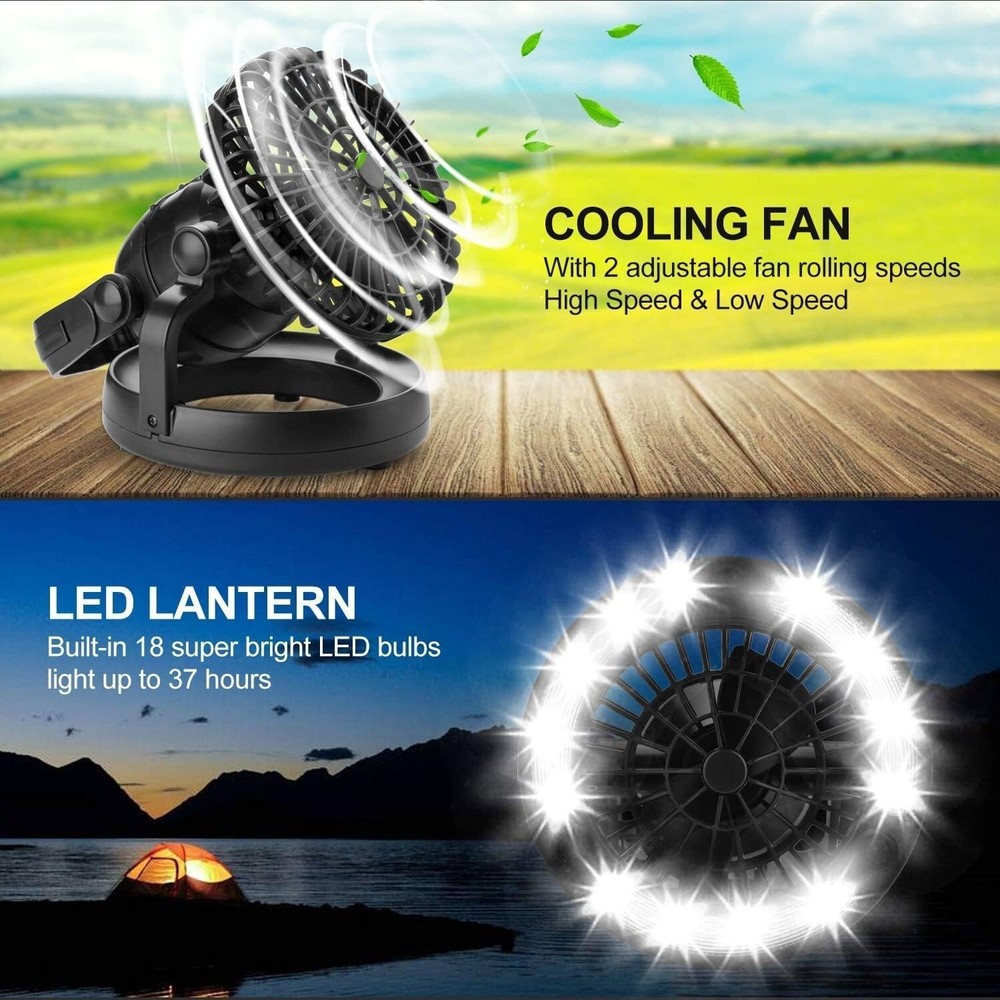 Portable LED Camping Lantern with Ceiling Fan