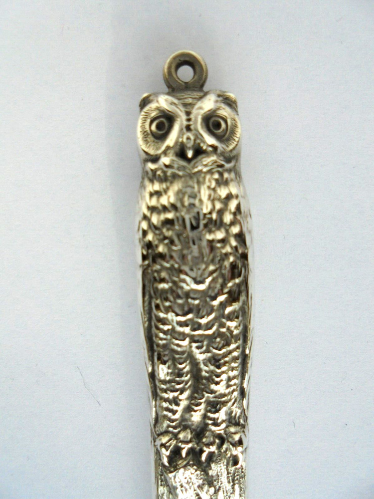 Sterling Silver Owl Pencil Holder / Needle Case