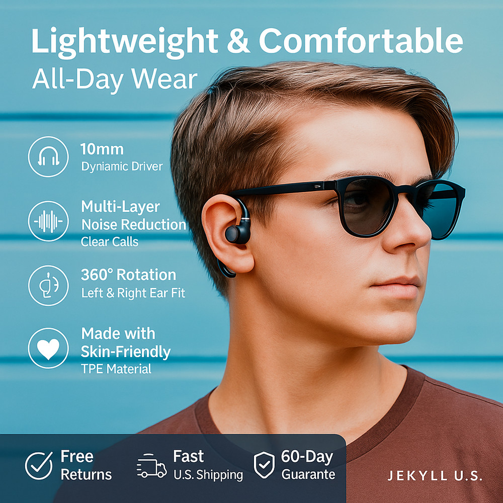 Bluetooth 5.2 Earpiece Wireless Headset Noise Cancelling Driving Trucker Earbuds