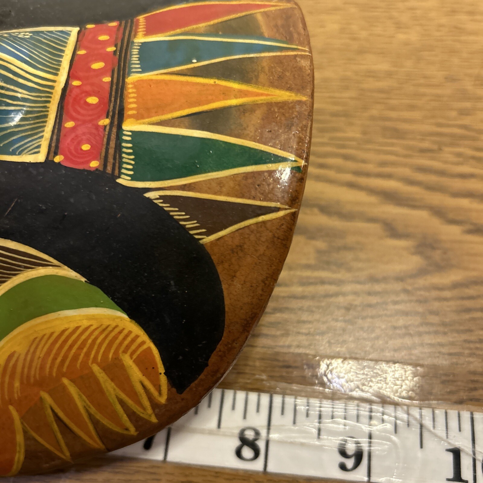 Vintage Mexican Brown Ceramic Hanging Mask Folk Art Hand Made