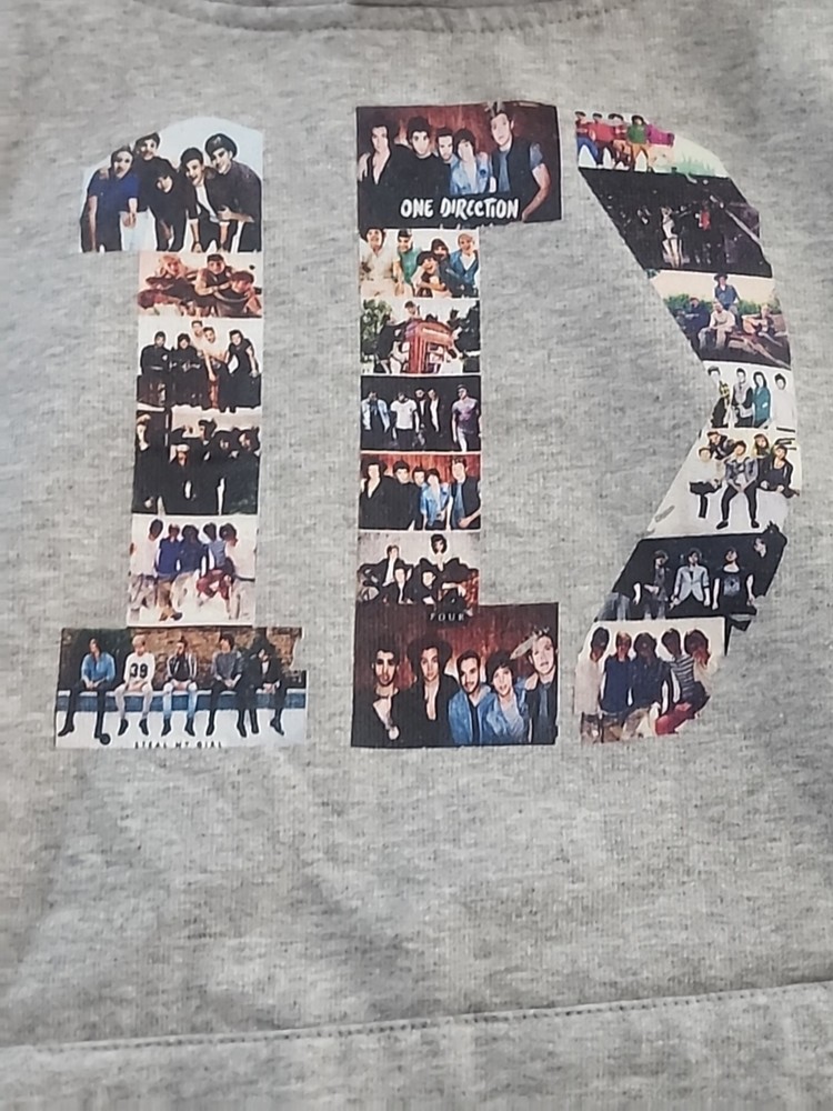 One Direction 1D Pullover Hoodie Sweatshirt Grey Junior Small Graphic (PT2)