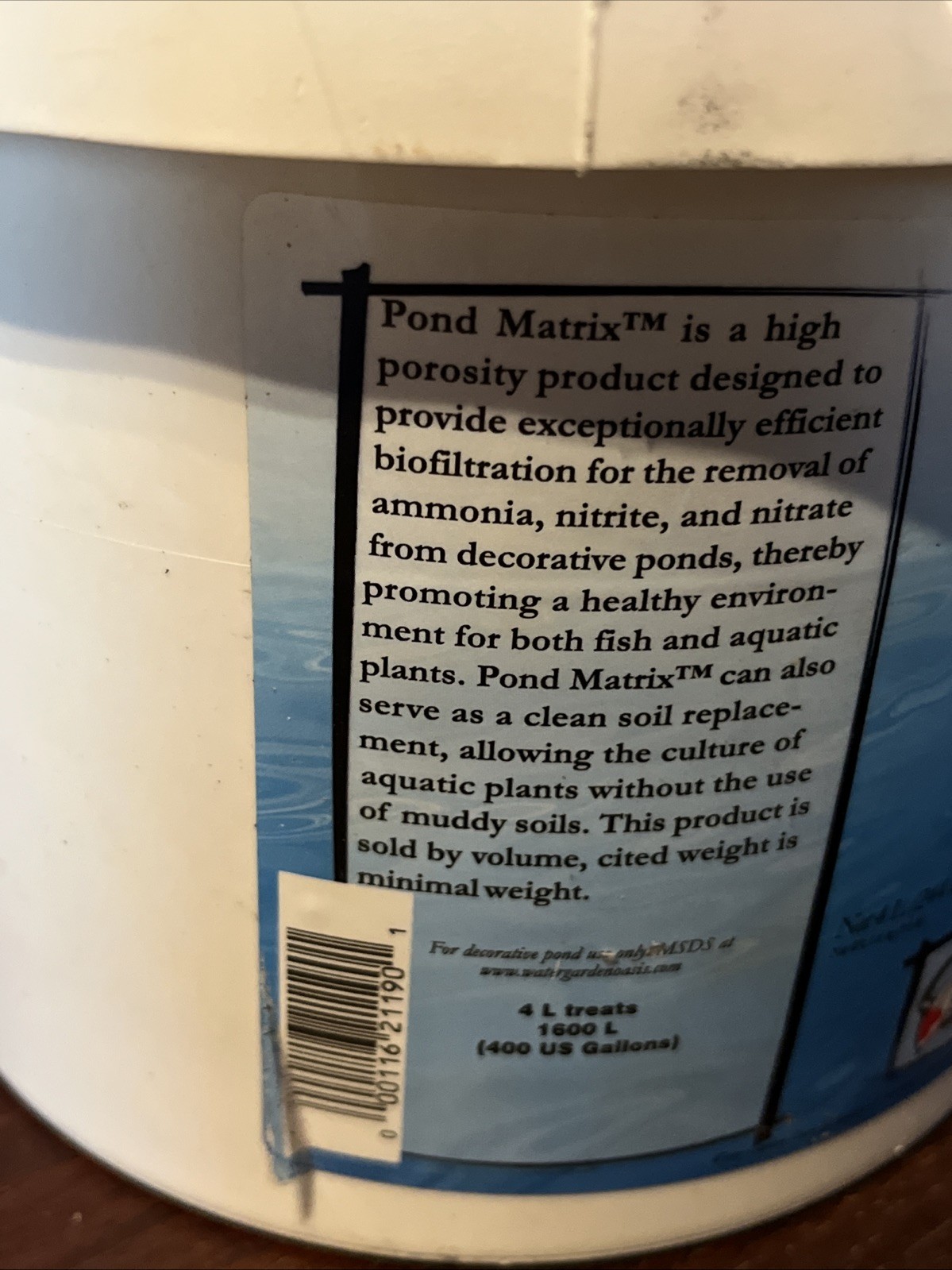 WATER GARDEN OASIS SEACHEM POND MATRIX 4 LITER FILTRATION MEDIA CONTROL AMMONIA