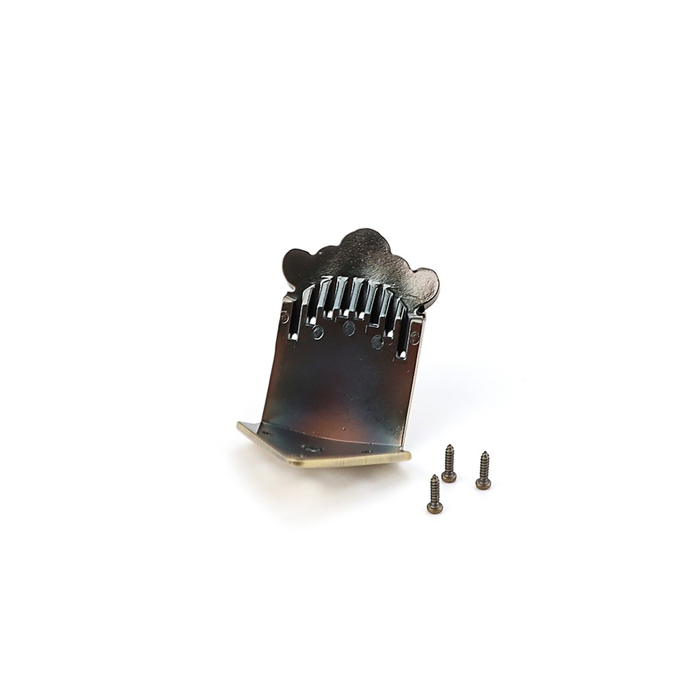8 String Mandolin Tailpiece Feather Pattern Excellent Metal Bronze Color