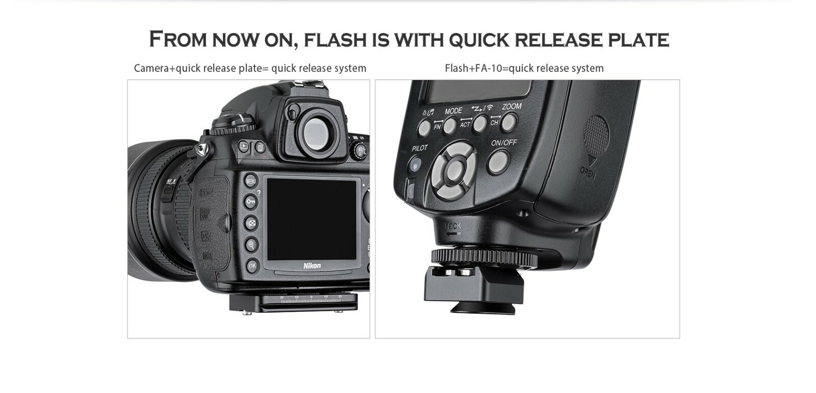 Leofoto FA-14+FA-10 Kit QR Tilting & Pivoting Flash Adapter