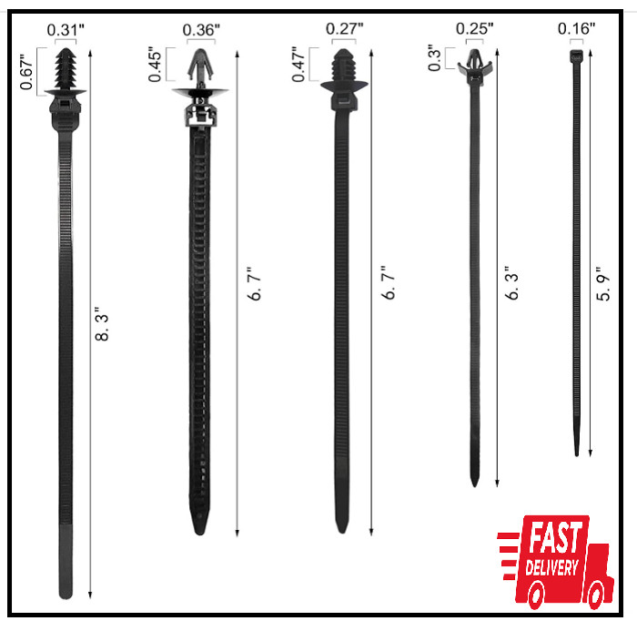 160Pcs Universal Nylon Push Mount Cable Zip Tie,Nylon Self Locking Cable